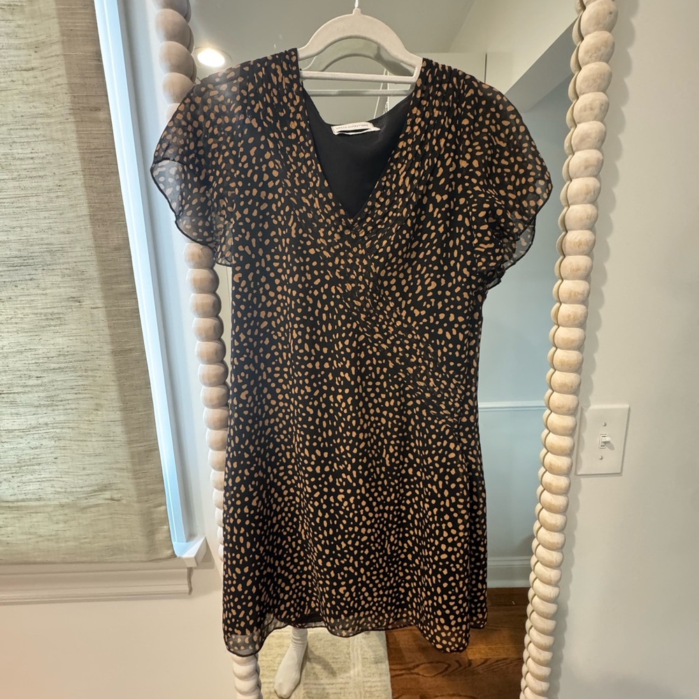 Urban Outfitters Black Mini Dress with Tan Spot Print